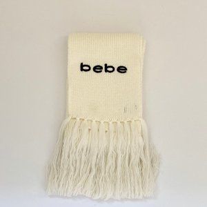 Bebe White Knit Scarf